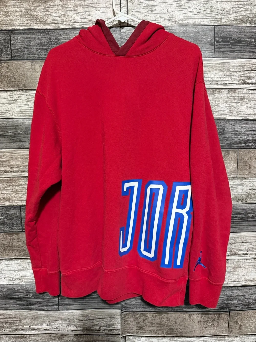 Jordan Air Jordan Hoodie Sweatshirt Men’s L Red Blue Pullover Pockets